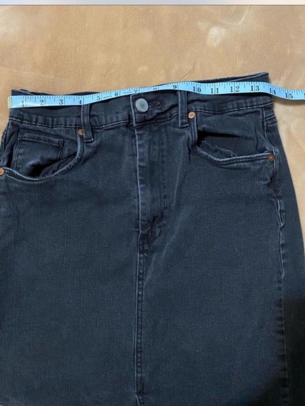Blank NYC Black Denim Midi Skirt Sz S